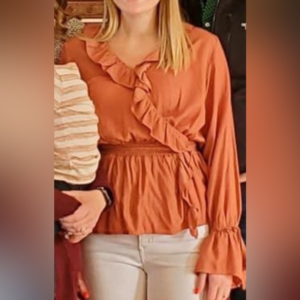 Pink Lily Rust Blouse